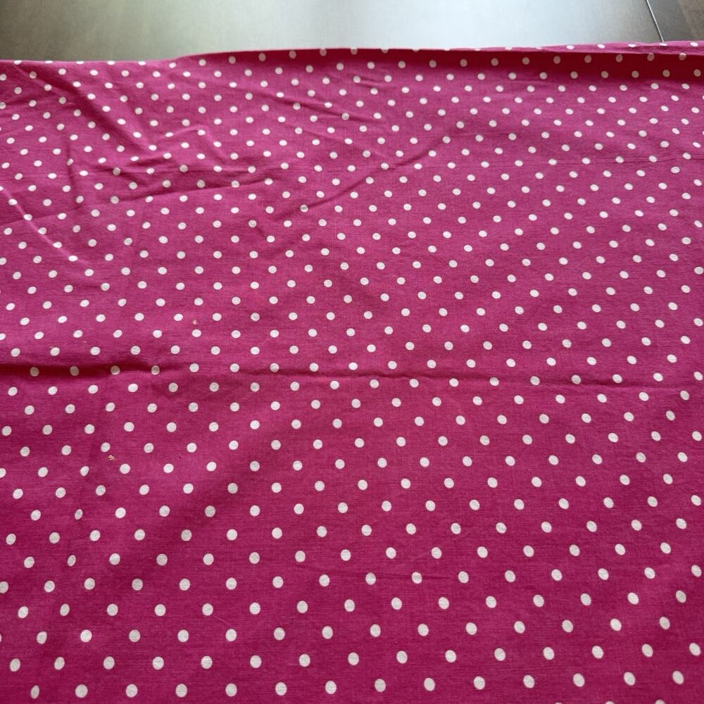 Hot Pink w/White Polka Dots Fabric by David Textiles 44" x 47" NOS Cotton Blend?